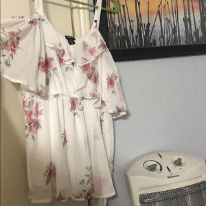 Floral blouse off the shoulder